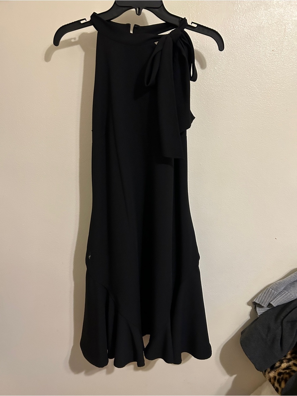 CeCe One-Shoulder Black Bow-Detail Dress